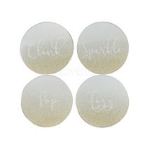 Ava & I Pack Of 4 Glass Glitter Coasters - Fizz Sparkle Pop Clink (Item ID:5213692)